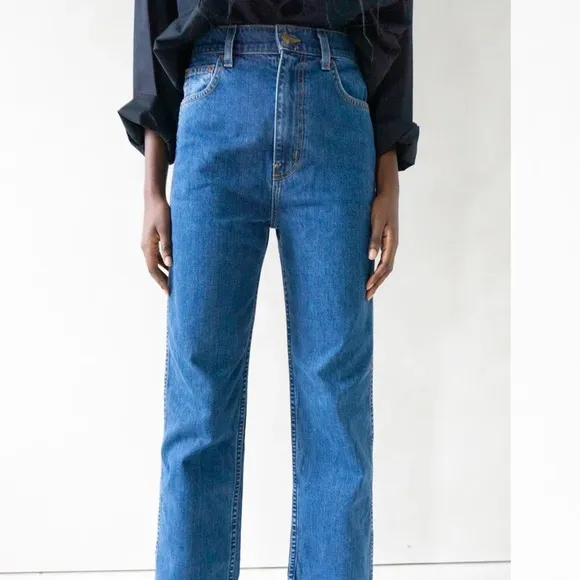 • B Sides • Straight Leg Cropped Raw Hem Blue Jean