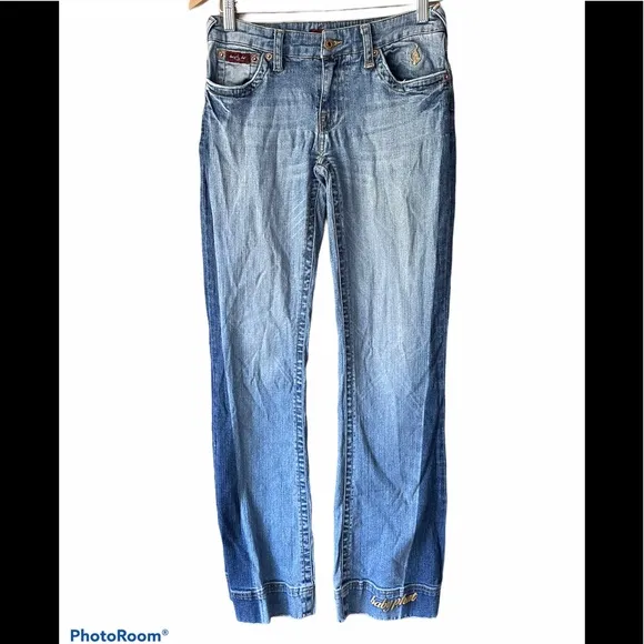 Baby Phat Y2K Flared Boho Acid Washed Style Denim Jeans Sz 5