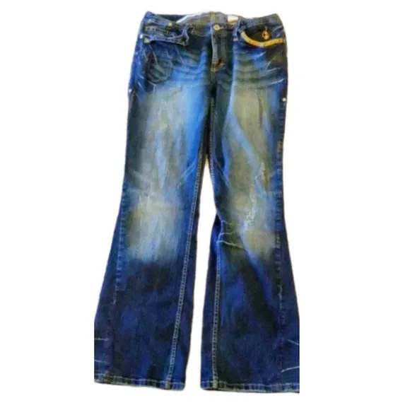 Baby Phat Jeans Bootcut Estilo Corte Distressed 11 Denim