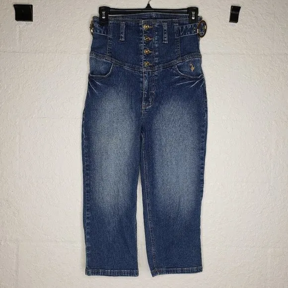 Baby Phat High Rise Button Denim Capri Size 3