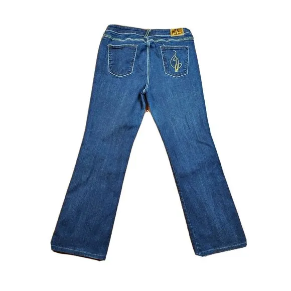 Baby Phat Bootcut Jeans Womens 16 X 30 Blue Low Rise Embroidered multi color