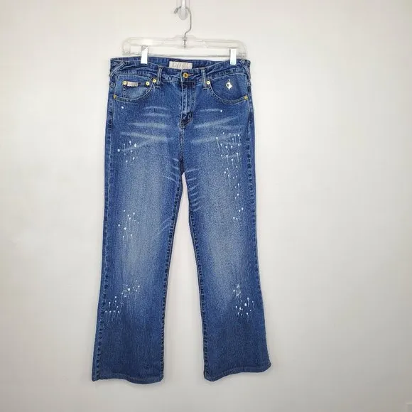 baby phat Medium Wash With Paint Design Bootcut Denim Jeans, 13 Juniors