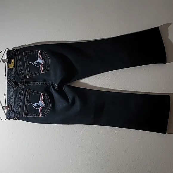 BABY PHAT Y2K BOOT CUT BLUE JEANS DARK WASH VINTAGE RETRO DENIM PANTS WOMENS 9