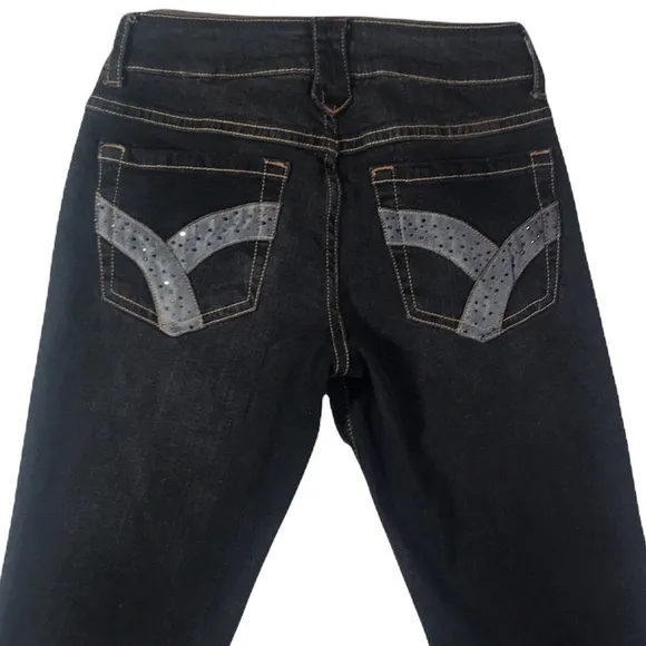 Baby Phat Jeans Dark Wash Straight Leg Bling Jeans Size 3