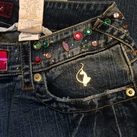 NWT Baby Phat boot cut Rhinestone sparkle embroidered pocket blue jeans sz 5
          
      NWT