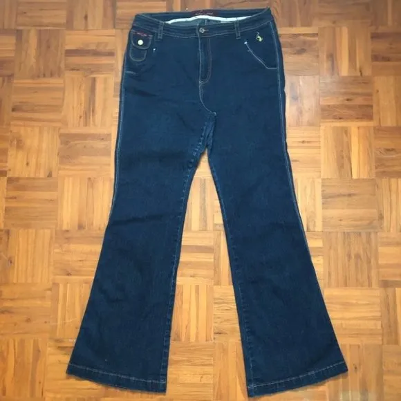 VTG #babyphat dark blue bootcut jeans labeled women 16  inseam 32