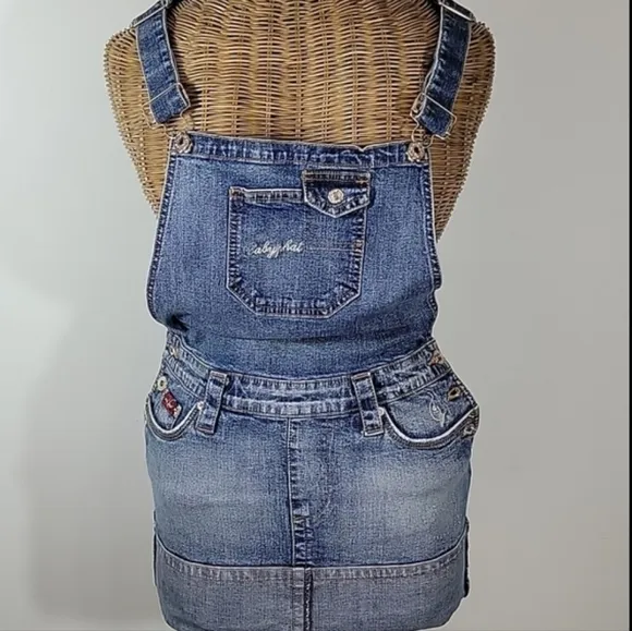 Baby Phat Jean Denim Overalls Bib Dress sz5 BinB