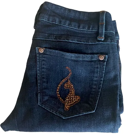 Baby Phat Rhinestone Embellished Denim Jeans Juniors Size 7