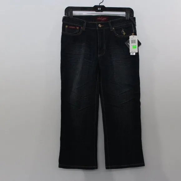NWT BABY PHAT Women's Straight Leg Blue Jean Denim Size 9 Y2K Stretch Pants
          
      NWT
