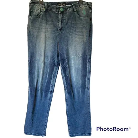 Baby Phat jeans embroidered detail with contrast zipper ankle Size 20
