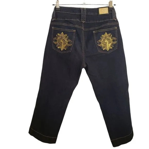 Baby Phat Highly Embroidered Pocket Capri Jeans