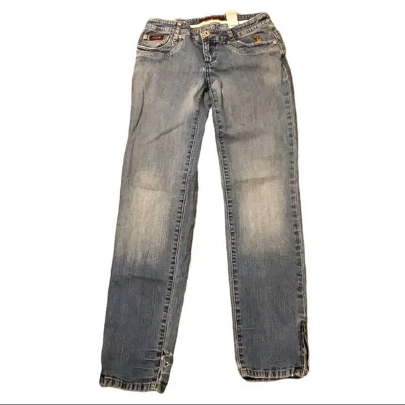 BABY Phat jeans low rise deconstructed zippered legs stretch size 3 juniors