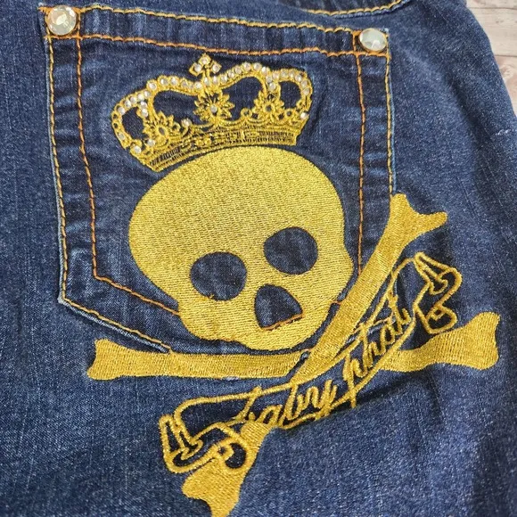 Baby Phat Skull Embroidery High Rise Bootcut Jeans Size 14