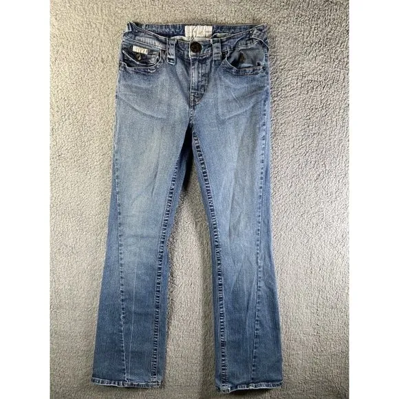 Baby Phat Women’s Bootcut Flap Pocket Jeans Size 5 Distress Shown