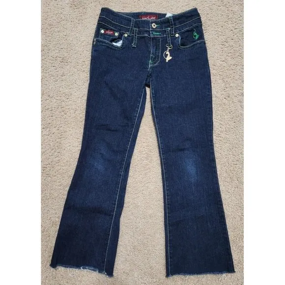 Baby Phat Jeans Frayed Hem Gold Tag and Charm Size 7 30x27
