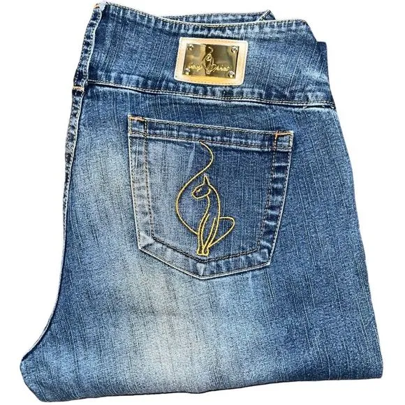Baby Phat gold cat and plated cut capris