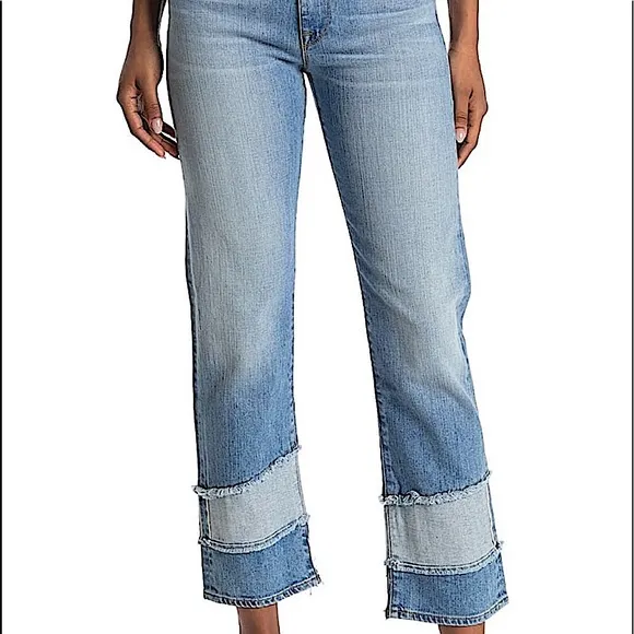 BALDWIN Stella Patchwork Hem Straight Leg Jeans
          
      NWT
