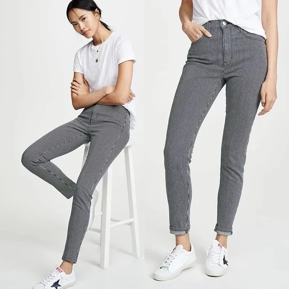 NWT BALDWIN Ultra High Rise Striped Skinny Jeans In Blue
          
      NWT