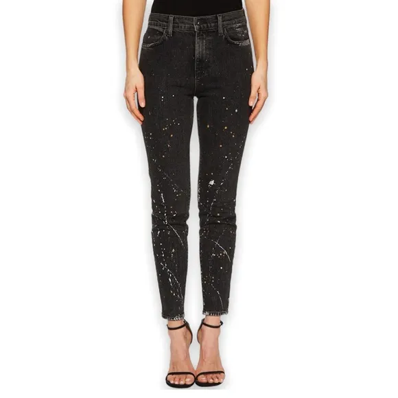 Baldwin Karlie High Rise Cropped Skinny Jeans Black Splatter
          
      NWT