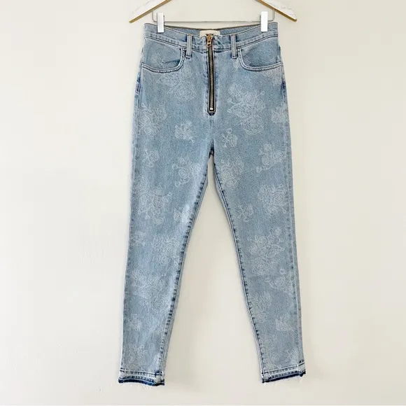 Baldwin Womens Blue Harley Rose Floral Zip Up High Rise Skinny Denim Jeans
          
      NWT