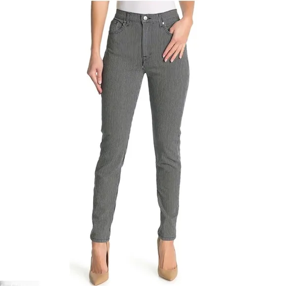 NEW BLDWN HIGH-WAISTED STRIPED SKINNY JEANS