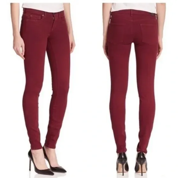Baldwin Kansas City the L Cigarette Stretch Skinny Jeans Pants in Bordeaux Wine