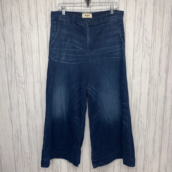 Womens Size 29 Baldwin Denim Harper Mid Rise Wide Leg Trouser Jeans