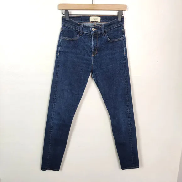 Baldwin Jeans Women's 26 Karlie High Rise Cropped Skinny Dark Wash Stretch
