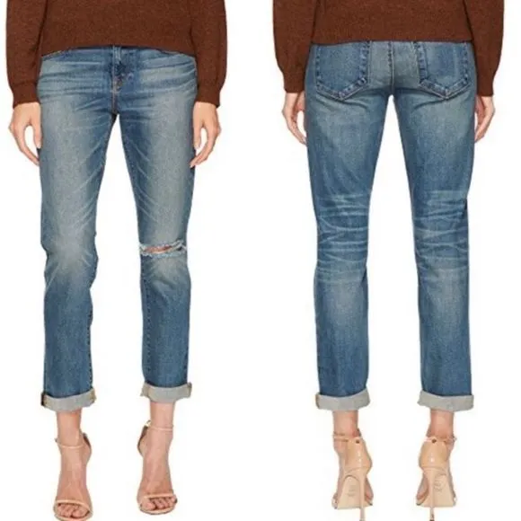 BALDWIN Kennedy Low Rise Boyfriend Jeans, crop cuffed, medium wash, 25