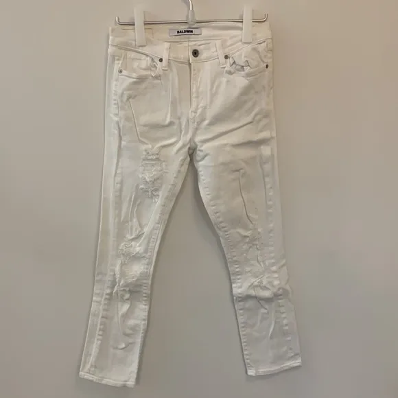 BALDWIN The Andi Boyfriend distressed white jeans 5 pockets size 25