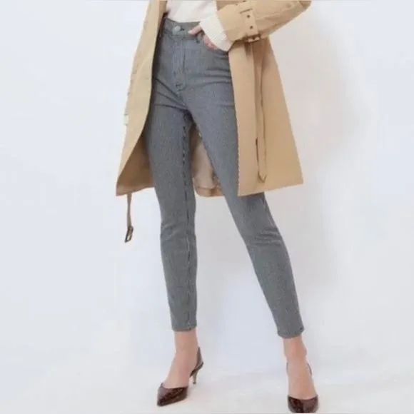 BALDWIN | Navy Blue White Striped Ultra High Rise Skinny Jeans - 28