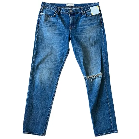 BALDWIN KANSAS CITY KENNEDY LOW RISE MEDIUM WASH DISTRESSED JEANS SIZE 32 USA