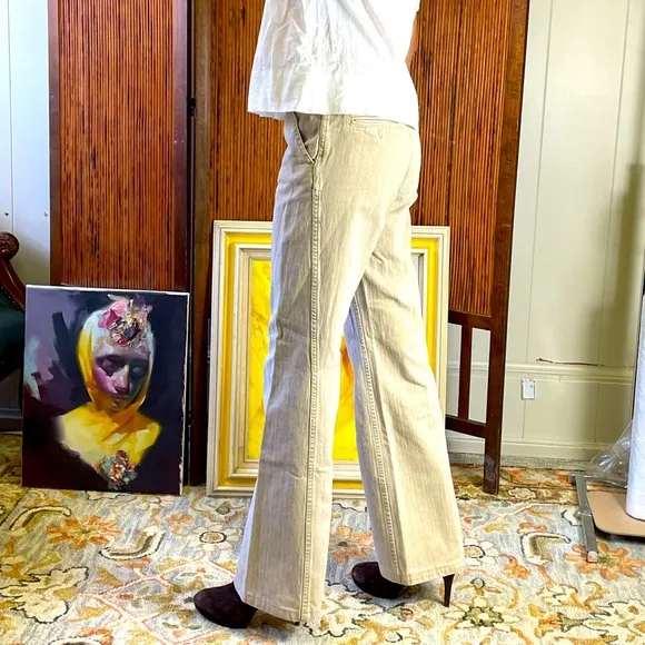Balenciaga Paris Light Tan Flared Cotton Jeans Italian Sz 40