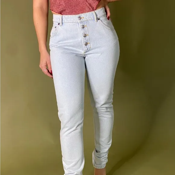 Balenciaga High waisted button fly jeans. Skinny denim high waisted.