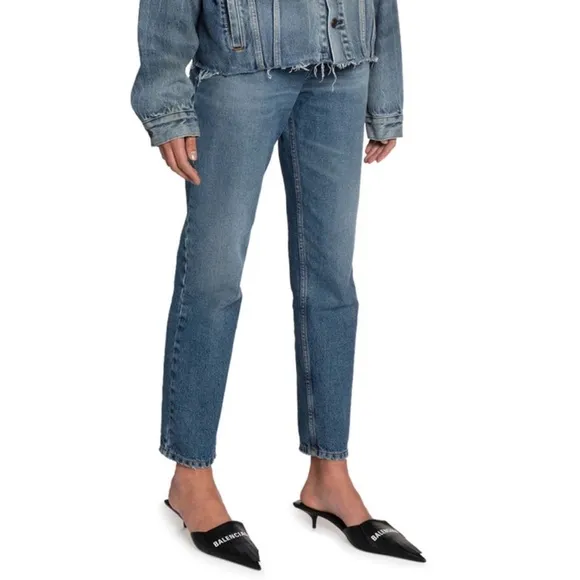 Balenciaga High-Rise Blue Cropped Jeans Vintage Wash Sz 38 2017 Collection