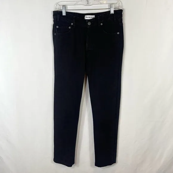 Balenciaga Paris Straight Leg Mid Rise Black Denim Jeans Size 27