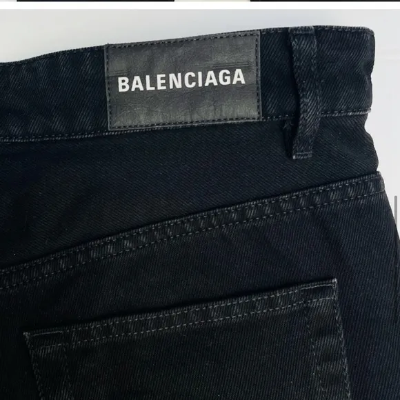 BALENCIAGA Black Straight Leg Denim Jeans Size 27 ankle length