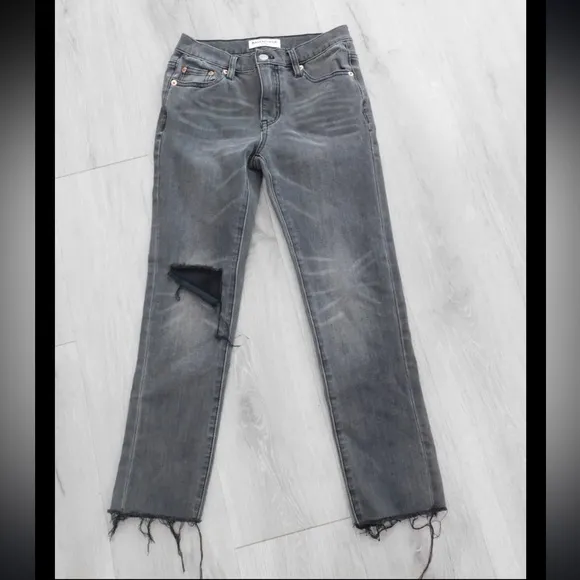 Balenciaga Paris Distressed Gray Fray Jeans sz 26