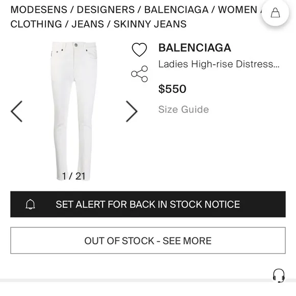 Authentic Balenciaga Skinny Jeans White
          
      NWT
