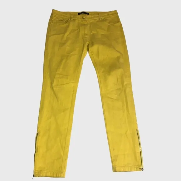 Balenciaga Women's Size 30 Yellow Denim jeans Zipper Ankle Made In Italy - GOOD