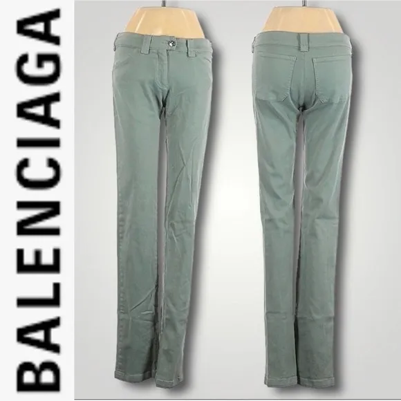 BALENCIAGA STRAIGHT LEG TWILL PANTS SOFT MINT GREEN - EU 34