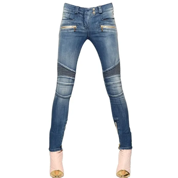 NWT Balmain Zipper Moto Biker Skinny Jeans
          
      NWT