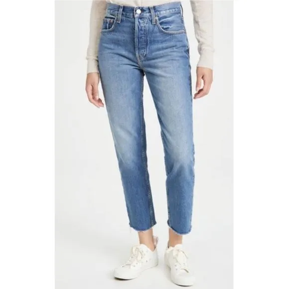 Banana Republic High Rise Straight Frayed Ankle Denim Jean Size 32 NWT
          
      NWT