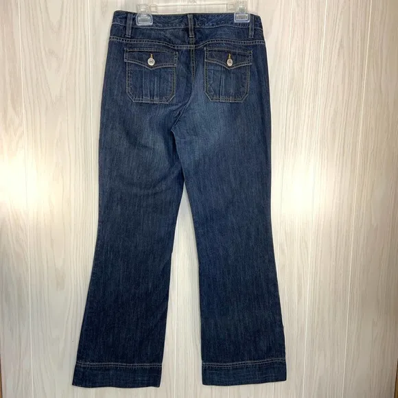 Banana Republic Wide Leg Jeans Size 8 Dark Wash Mid-Rise Contoured Bootcut