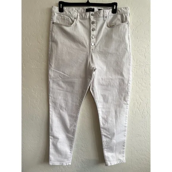 Banana Republic White High Rise Skinny Jeans Button Fly Woman's Size 34