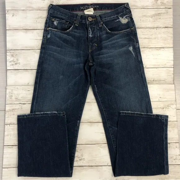 BANANA REPUBLIC Premium Denim Women’s Dark Blue Wash Ripped Jeans Size 02