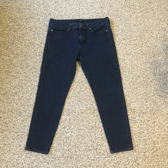 Banana Republic Womens Cropped Denim Skinny Jeans Size 30 Dark Wash Stretch