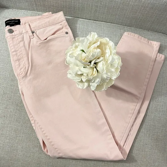 Banana Republic Size 30 Size 10 Light Pink Mid Rise Denim Skinny Fit Jeans