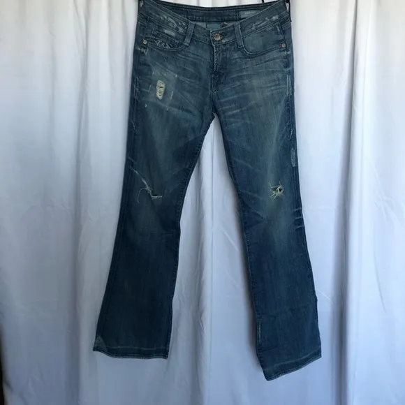 Pur Bardot Distressed Flared Denim Jeans