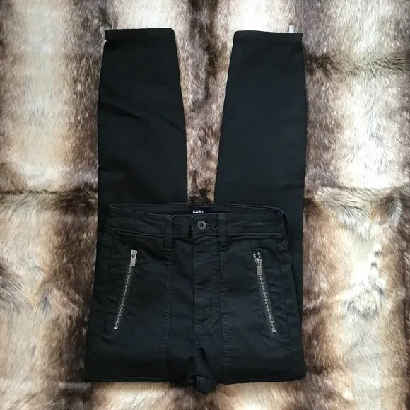Bardot Denim Black Skinny Jeans Zip Detail Cargo